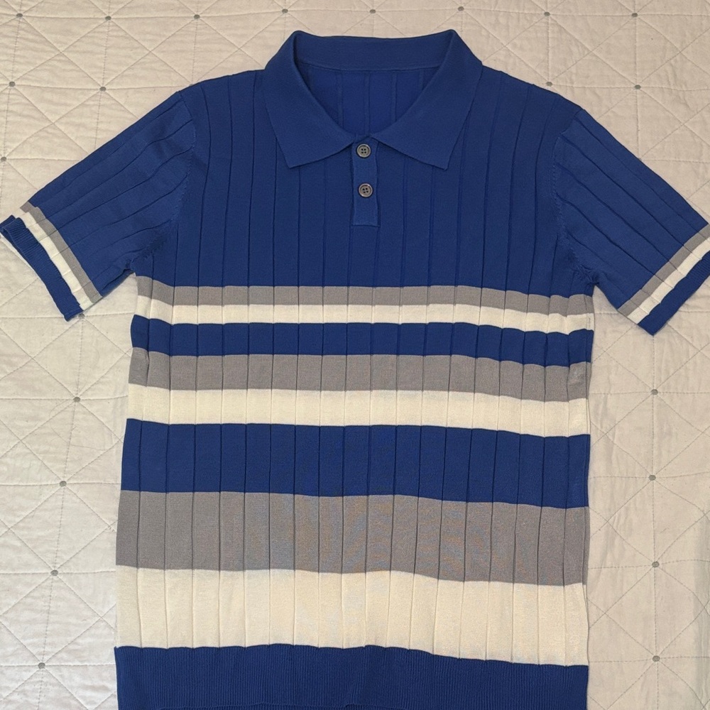 Blue Striped Polo Shirt